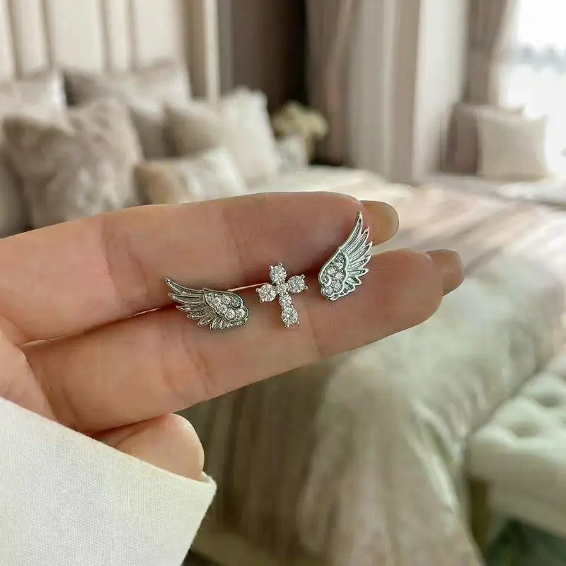 Luxury Lifestyle Jewelry - Angel Wings Cross Earrings Luxury Vintage