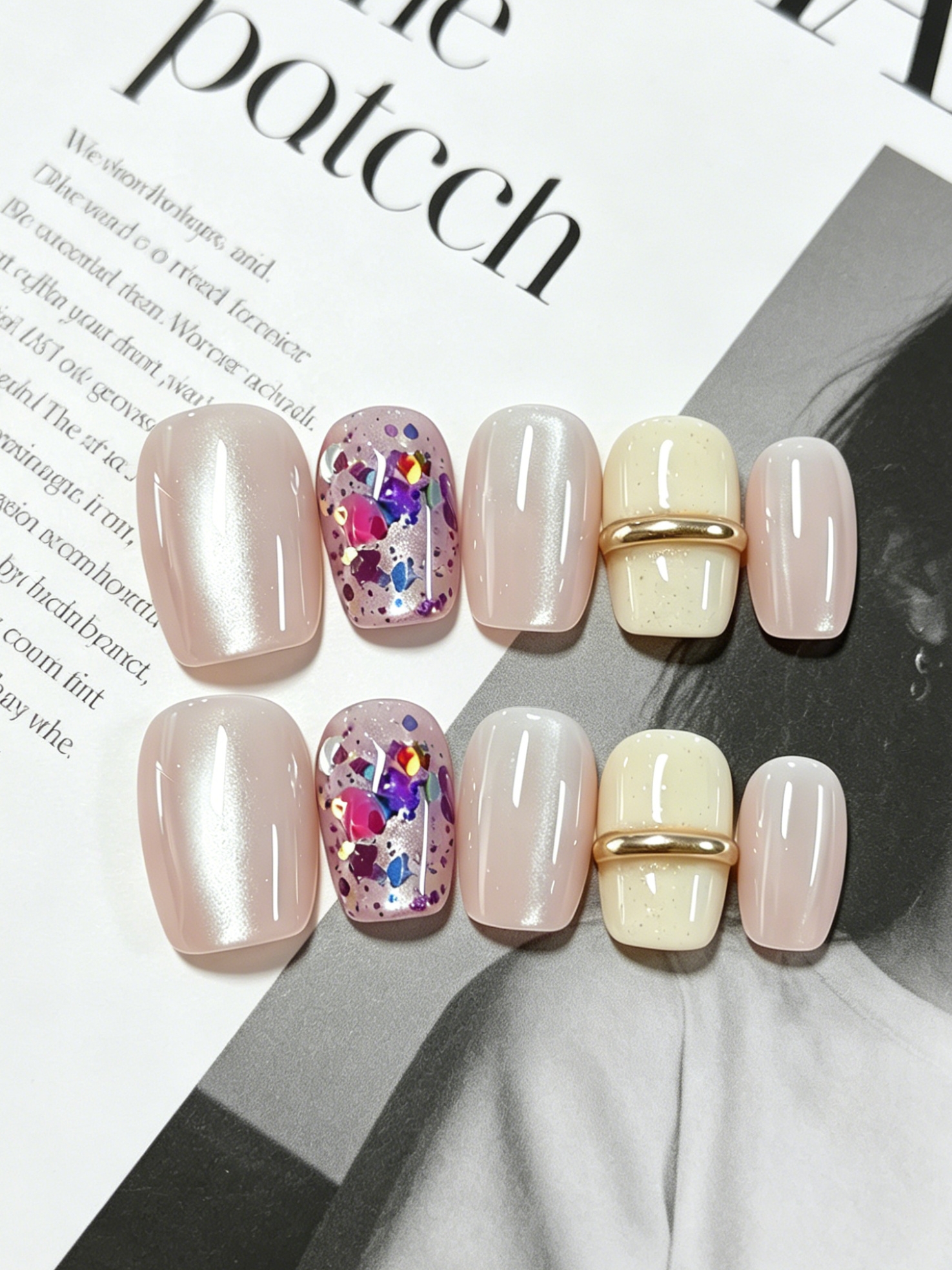 Luxury Lifestyle Rich - 10-Piece Short Square-Round Nails, Nude Pink