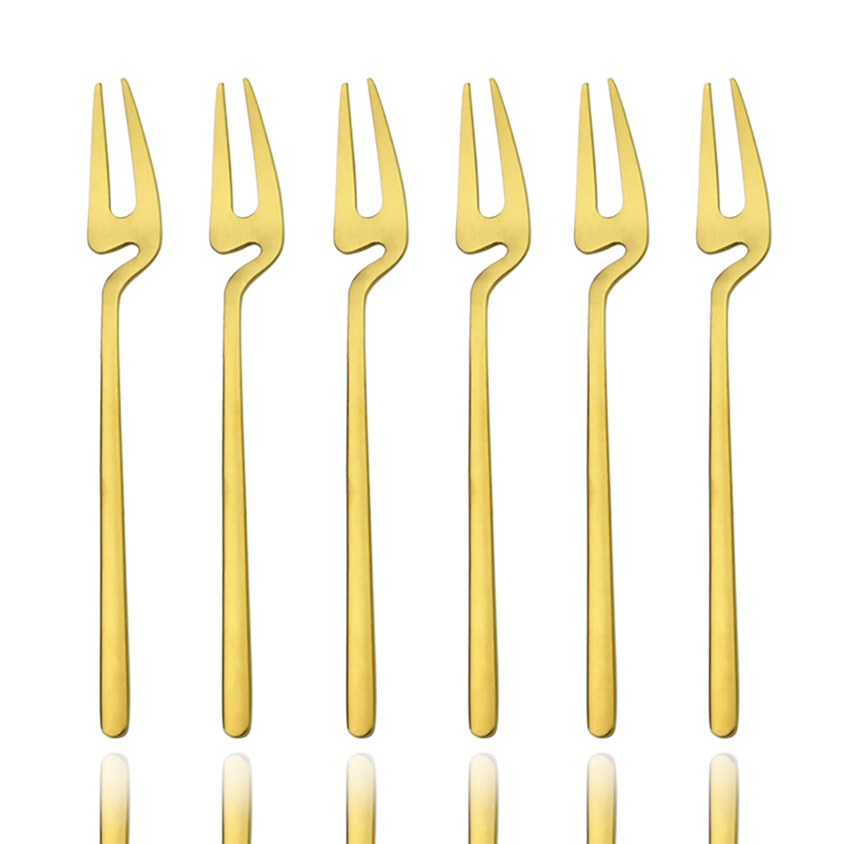 Gold Plated Cutlery - 6Pcs Gold Fork Set Tea Cake
