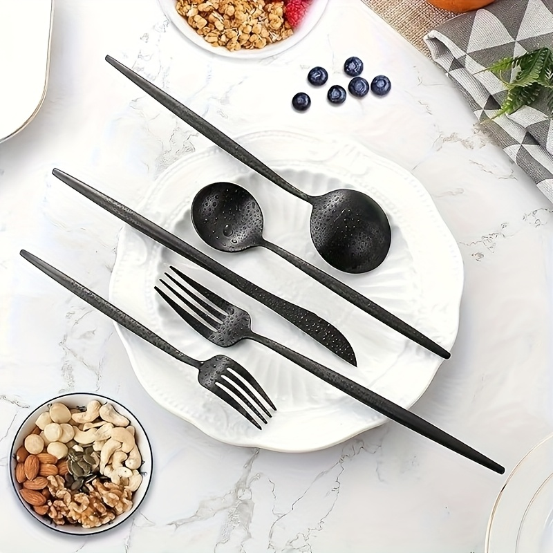 30-Piece Black Premium Food-Gr - Gold Plated Cutlery のレビューと価格