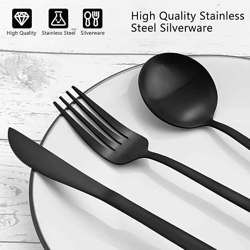 30-Piece Black Premium Food-Gr - Gold Plated Cutlery のレビューと価格