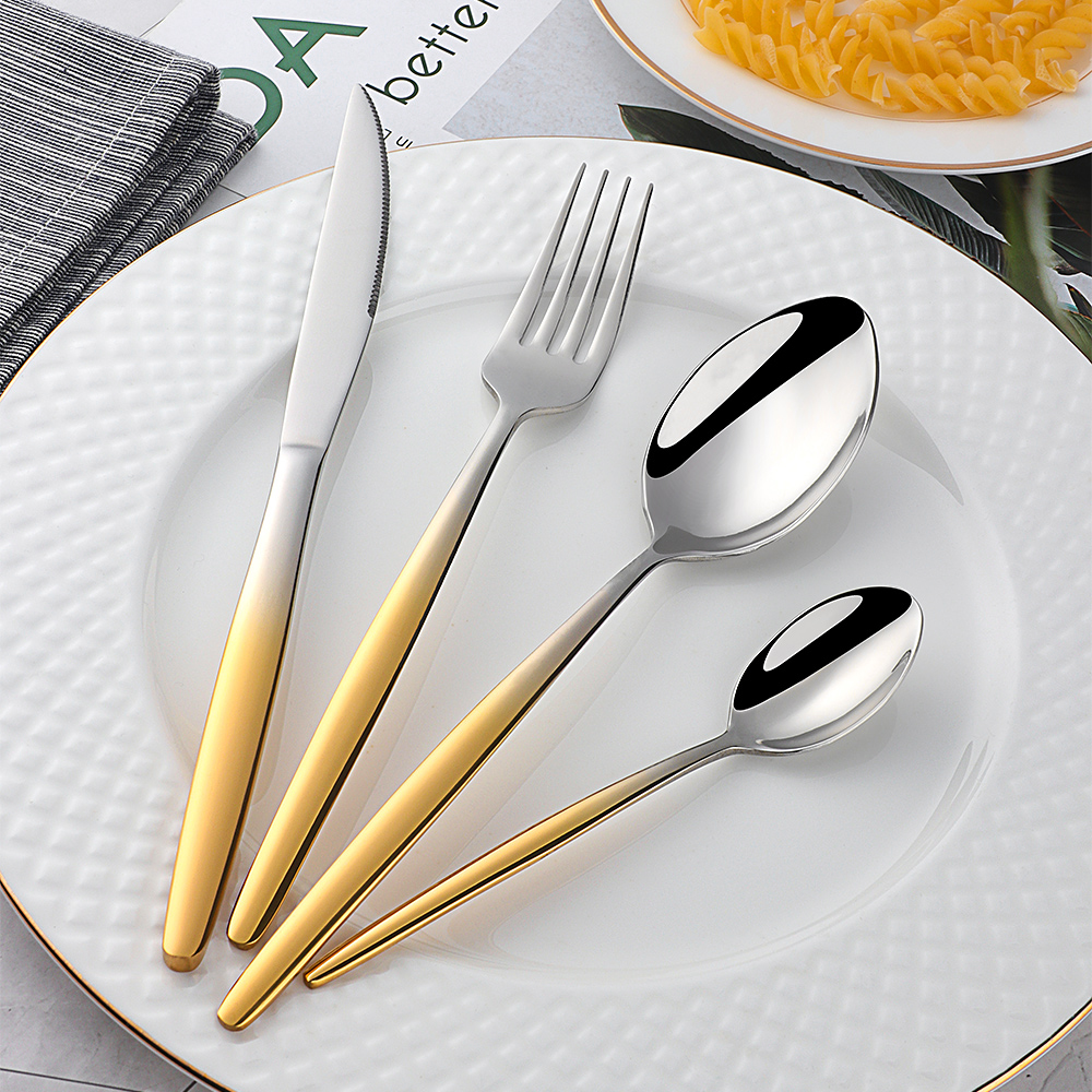 Rainbow Flatware Set Gold Cutl - Gold Plated Cutlery のレビューと価格
