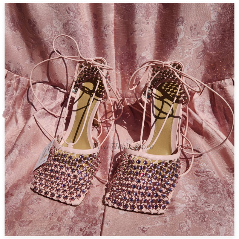 Square Toe Mesh Dimaond Lace u - Luxury Lifestyle Shoes のレビューと価格