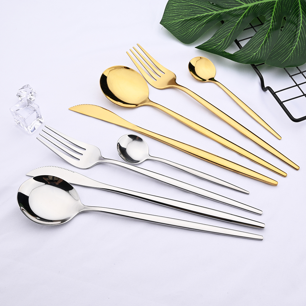 4pcs Gold Dinnerware Set Stain - Gold Plated Cutlery のレビューと価格