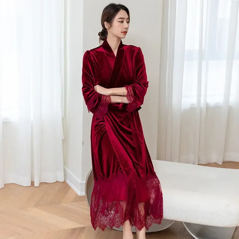 Wedding Robe Long Velvet Slip  - Luxury Lifestyle Women のレビューと価格