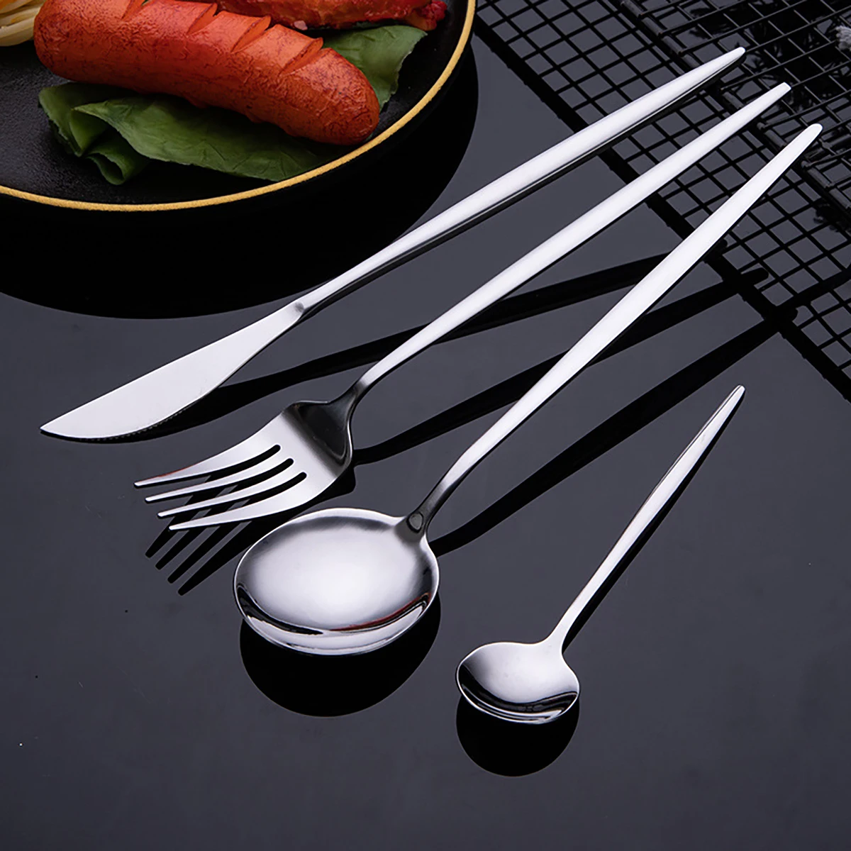 24pcs Gold Flatware Set Stainl - Gold Plated Cutlery のレビューと価格