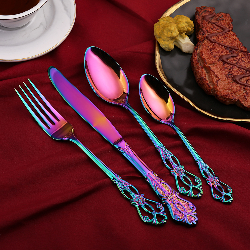24pcs Cutlery Set Gold Dinnerw - Gold Plated Cutlery のレビューと価格