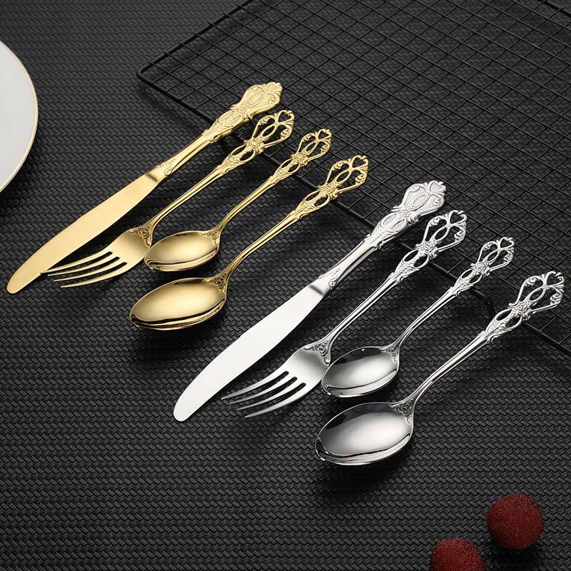 24pcs Cutlery Set Gold Dinnerw - Gold Plated Cutlery のレビューと価格