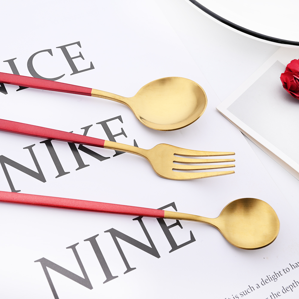 Drmfiy Black Handle Gold Coffe - Gold Plated Cutlery のレビューと価格
