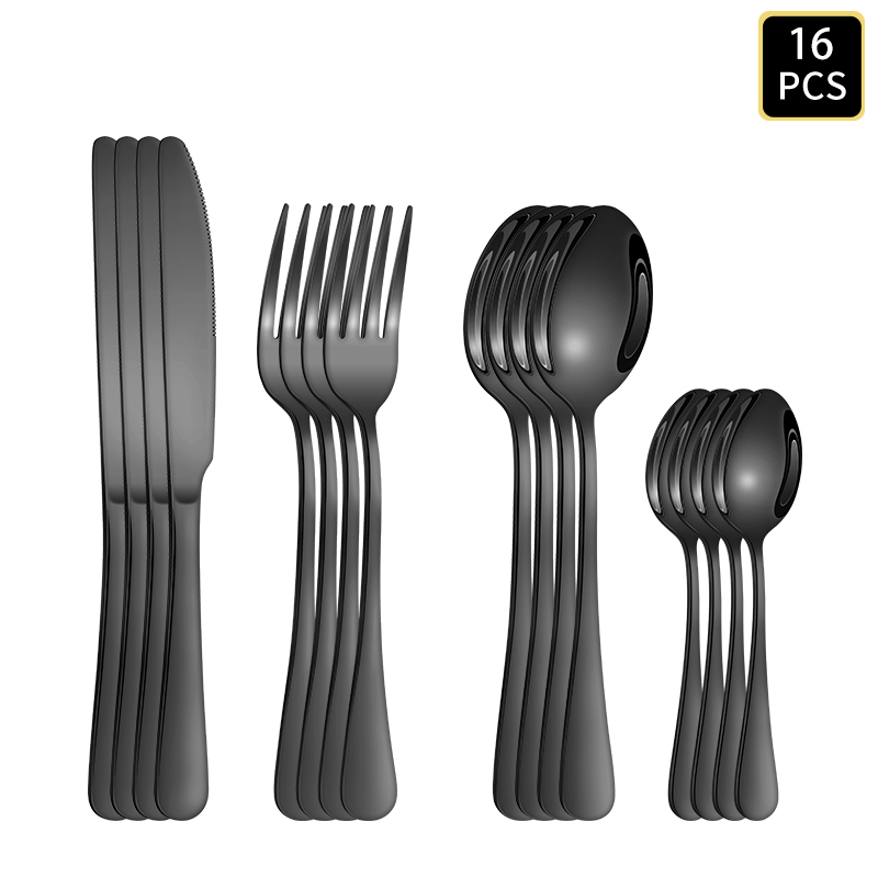 4/6/16/24pcs Black stainless s - Gold Plated Cutlery のレビューと価格