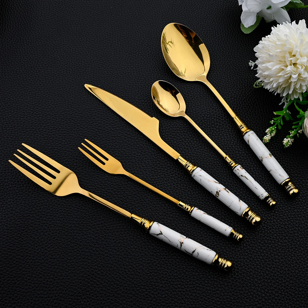 16Pcs Tableware Set Cutlery Se - Gold Plated Cutlery のレビューと価格