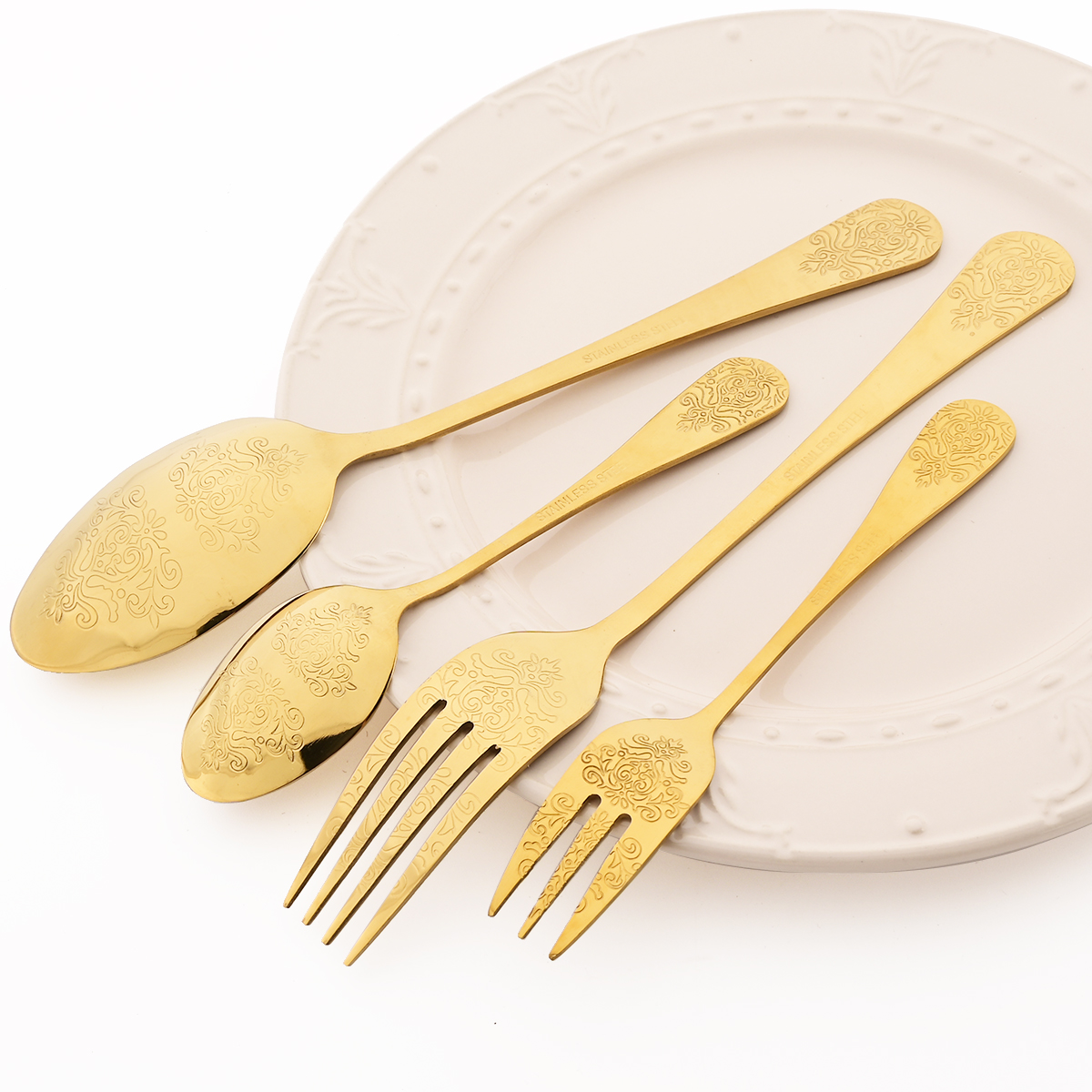 12pcs Gold Cutlery Set Mirror  - Gold Plated Cutlery のレビューと価格