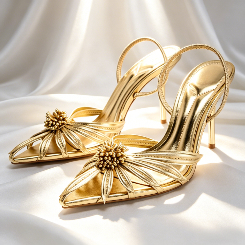 Luxury Gold Floral Detail Slin - Luxury Lifestyle Shoes のレビューと価格