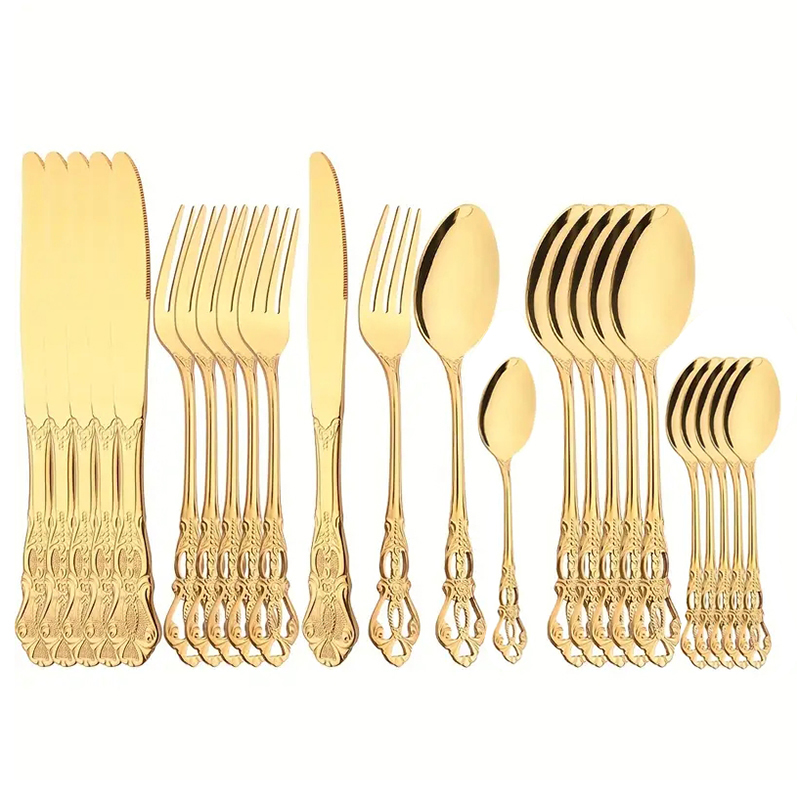 4/24pcs Elegant and durable vi - Gold Plated Cutlery のレビューと価格