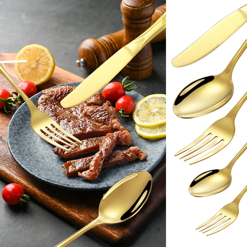 4/24pcs Elegant and durable vi - Gold Plated Cutlery のレビューと価格