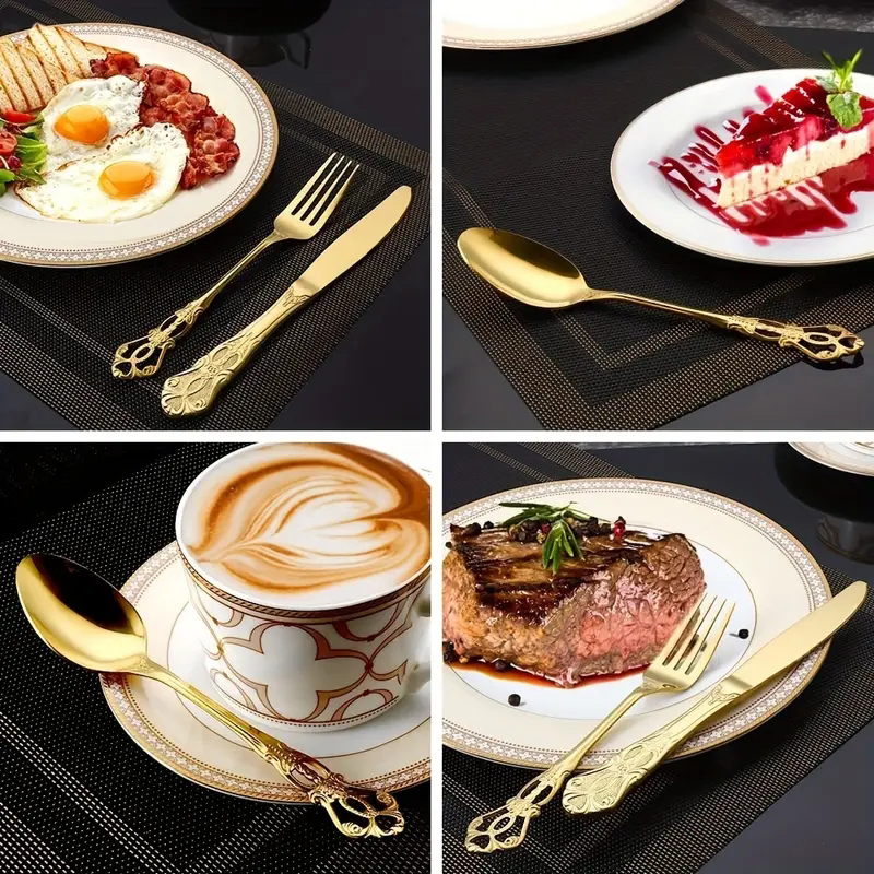 4/24pcs Elegant and durable vi - Gold Plated Cutlery のレビューと価格