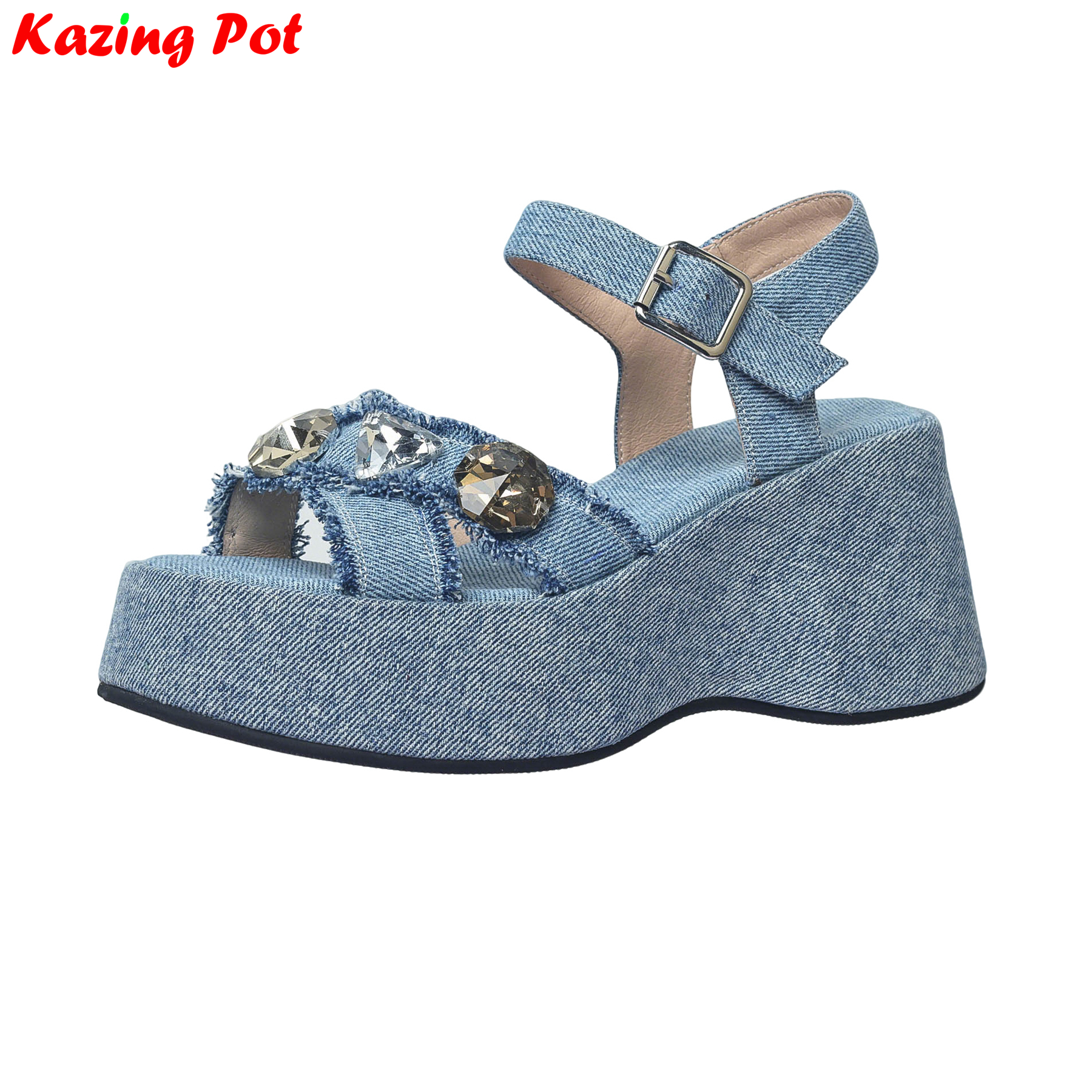Krazing Pot Denim Peep Toe Pla - Luxury Lifestyle Shoes のレビューと価格