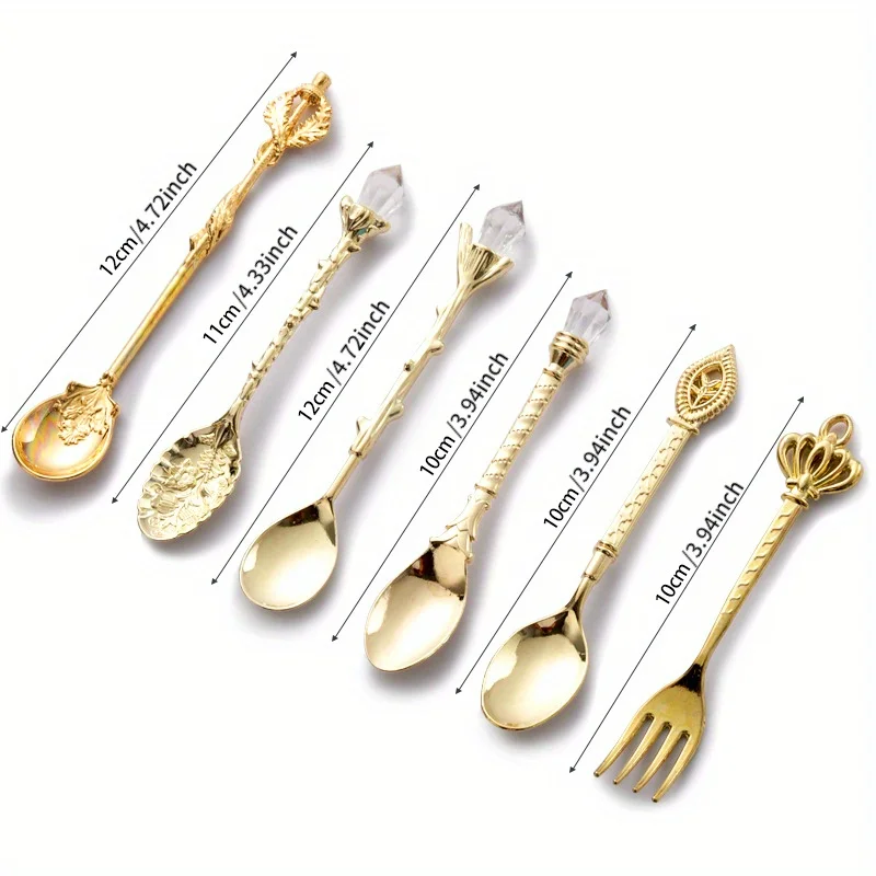6pcs Vintage Spoons Fork Royal - Gold Plated Cutlery のレビューと価格