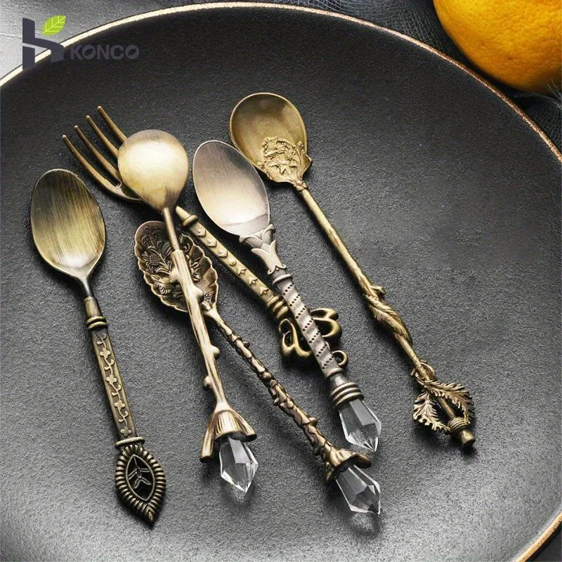 6pcs Vintage Spoons Fork Royal - Gold Plated Cutlery のレビューと価格