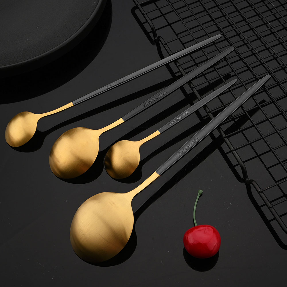 Tableware Stainless Steel Blac - Gold Plated Cutlery のレビューと価格