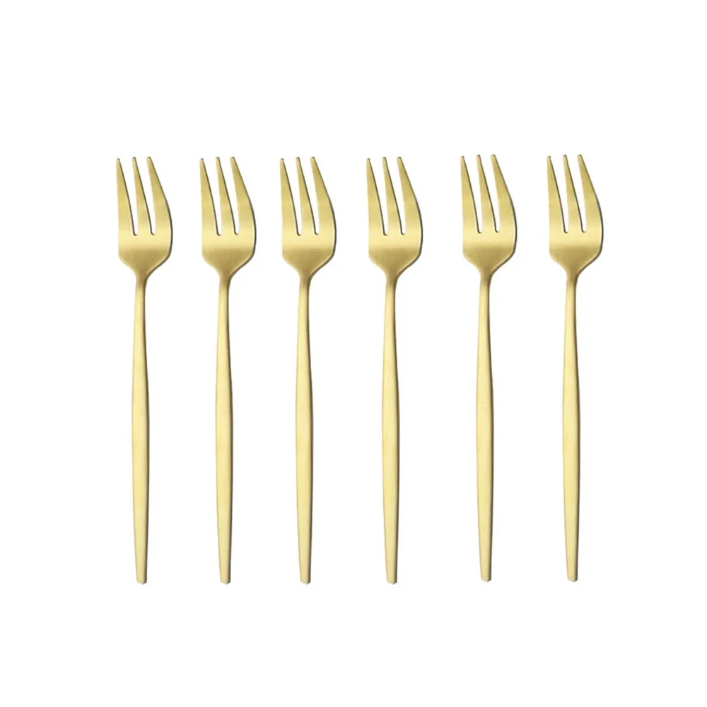 6Pcs Stainless Steel Matte Cak - Gold Plated Cutlery のレビューと価格