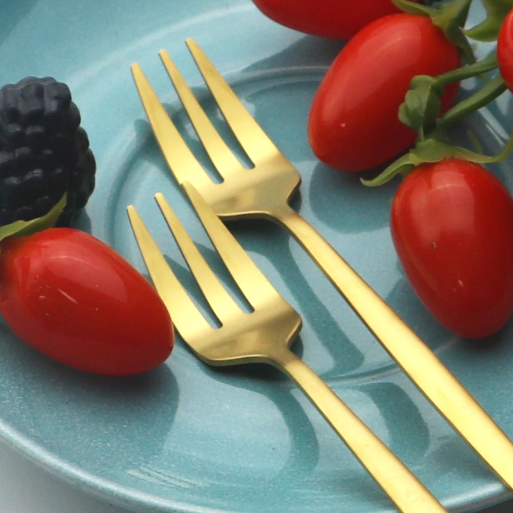 6Pcs Stainless Steel Matte Cak - Gold Plated Cutlery のレビューと価格