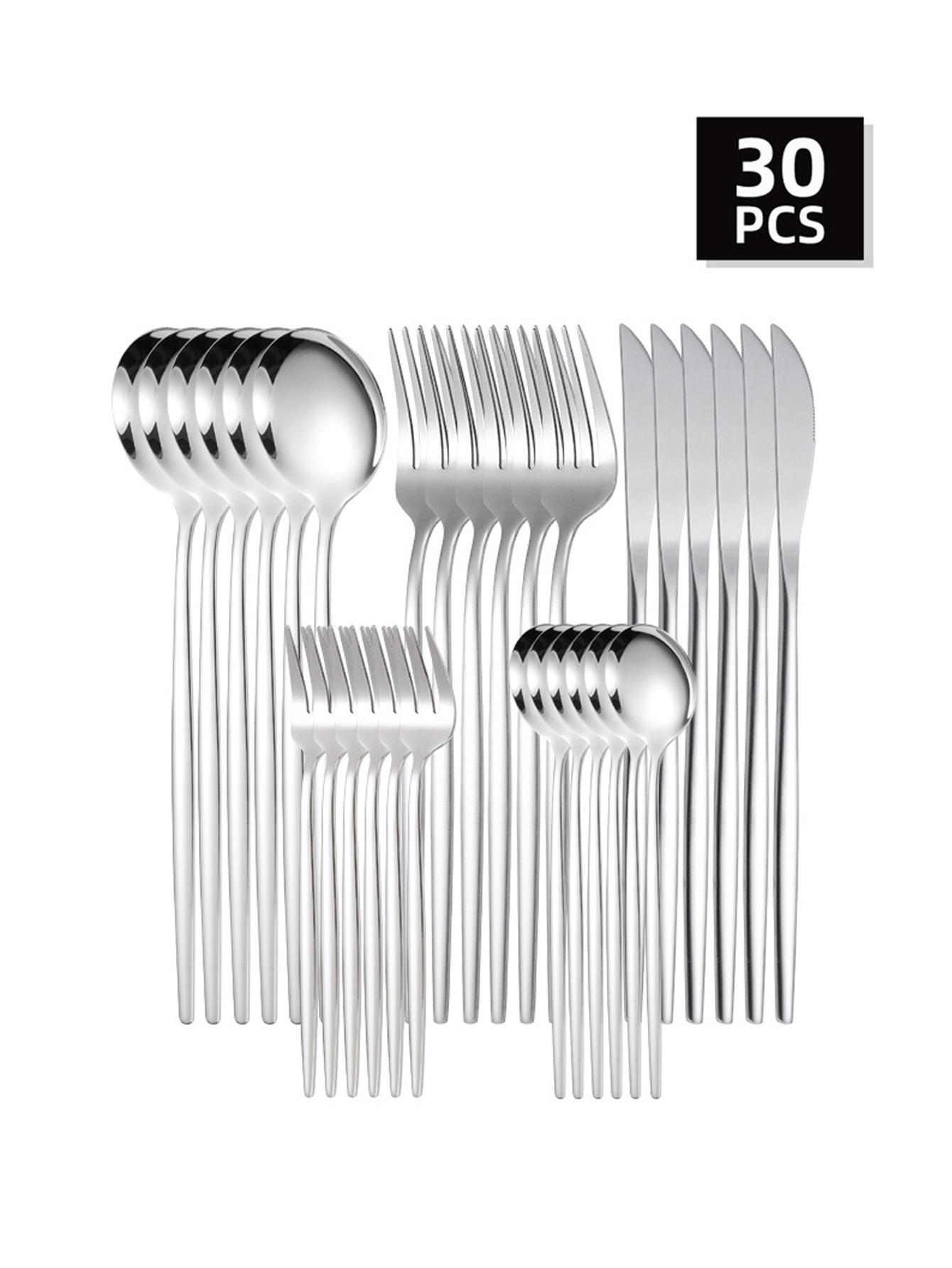 30pc Stainless steel cutlery s - Gold Plated Cutlery のレビューと価格